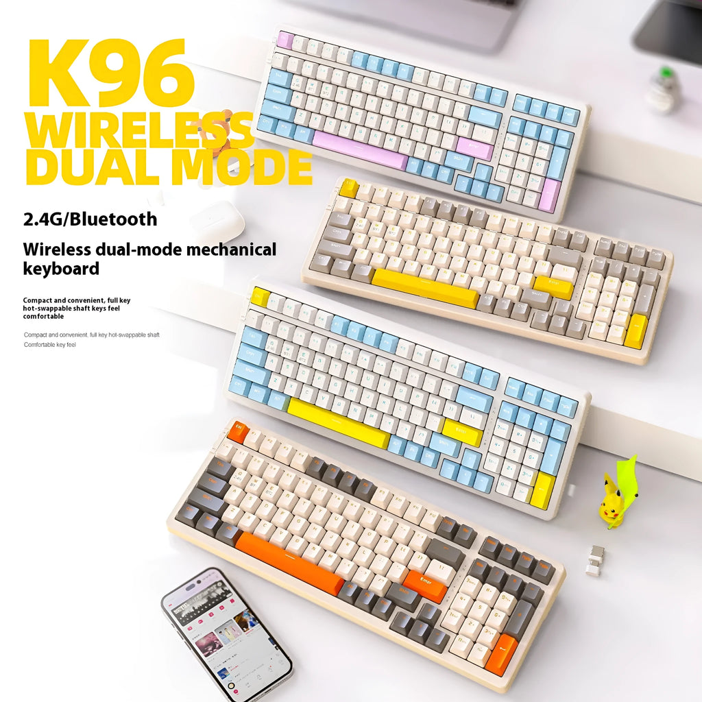 Free Wolf K96 Bluetooth mechanical keyboard in choice of four colours with compact 39cm design
