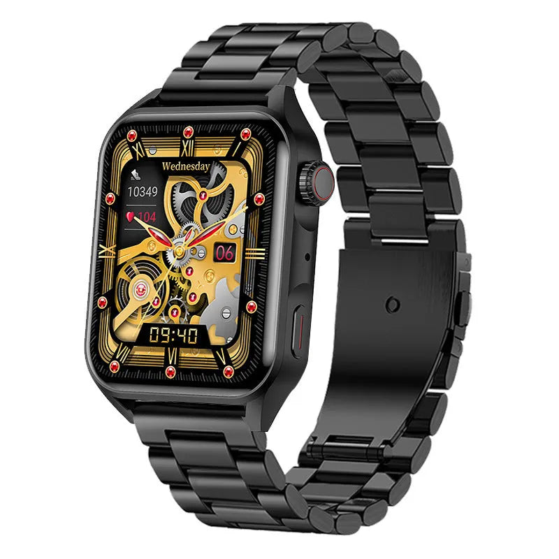 Simple AMOLED smart watch with 1.8-inch HD touch screen display and silicone wrist strap