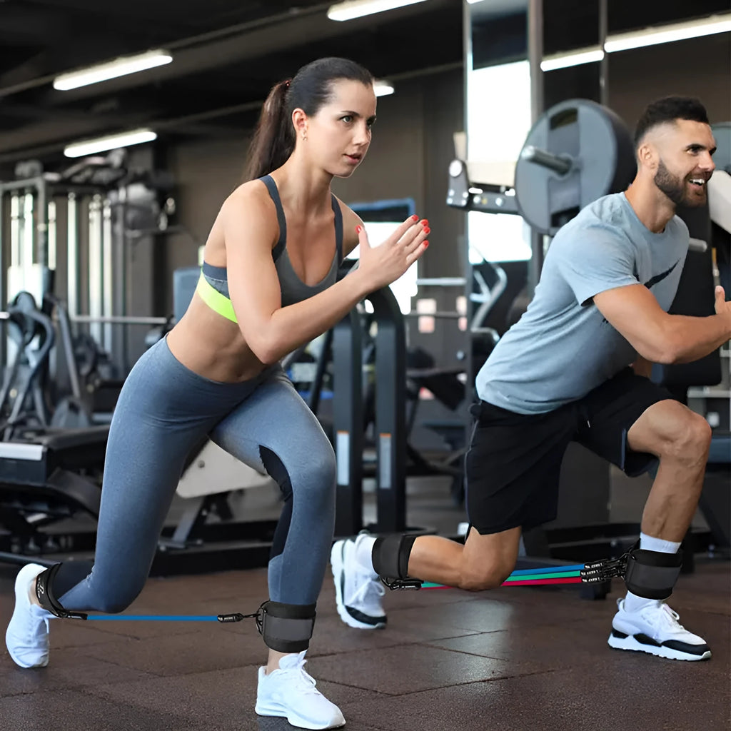TPE resistance bands with ankle buckle attachment for hip and leg exercises