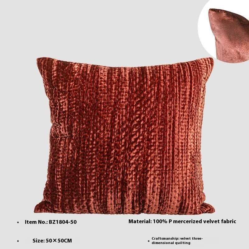 Chinese antique style quilted cushion pillow with mercerised velvet fabric in green, red, mocha, or orange colours
