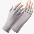 Women's fingerless UPF50+ sunscreen gloves in cooling ice silk nylon fabric