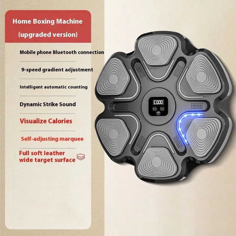 Smart music boxing machine wall target with electronic reaction lights and focus gloves
