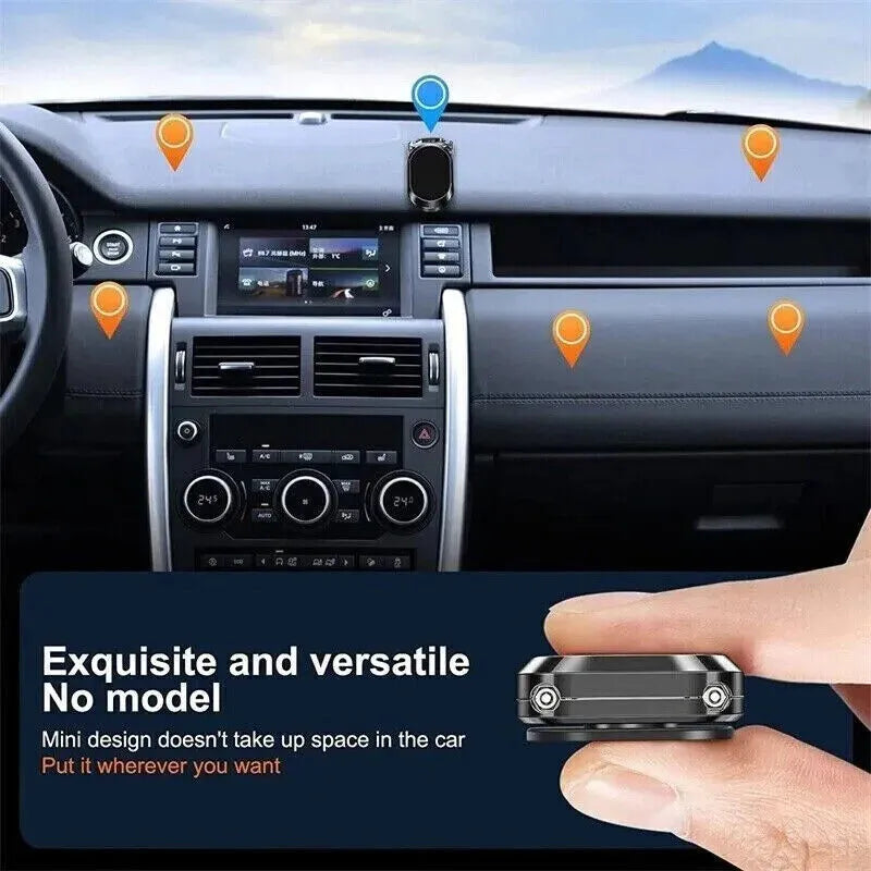 Chrome stainless steel magnetic car phone holder with foldable bracket and dashboard mount