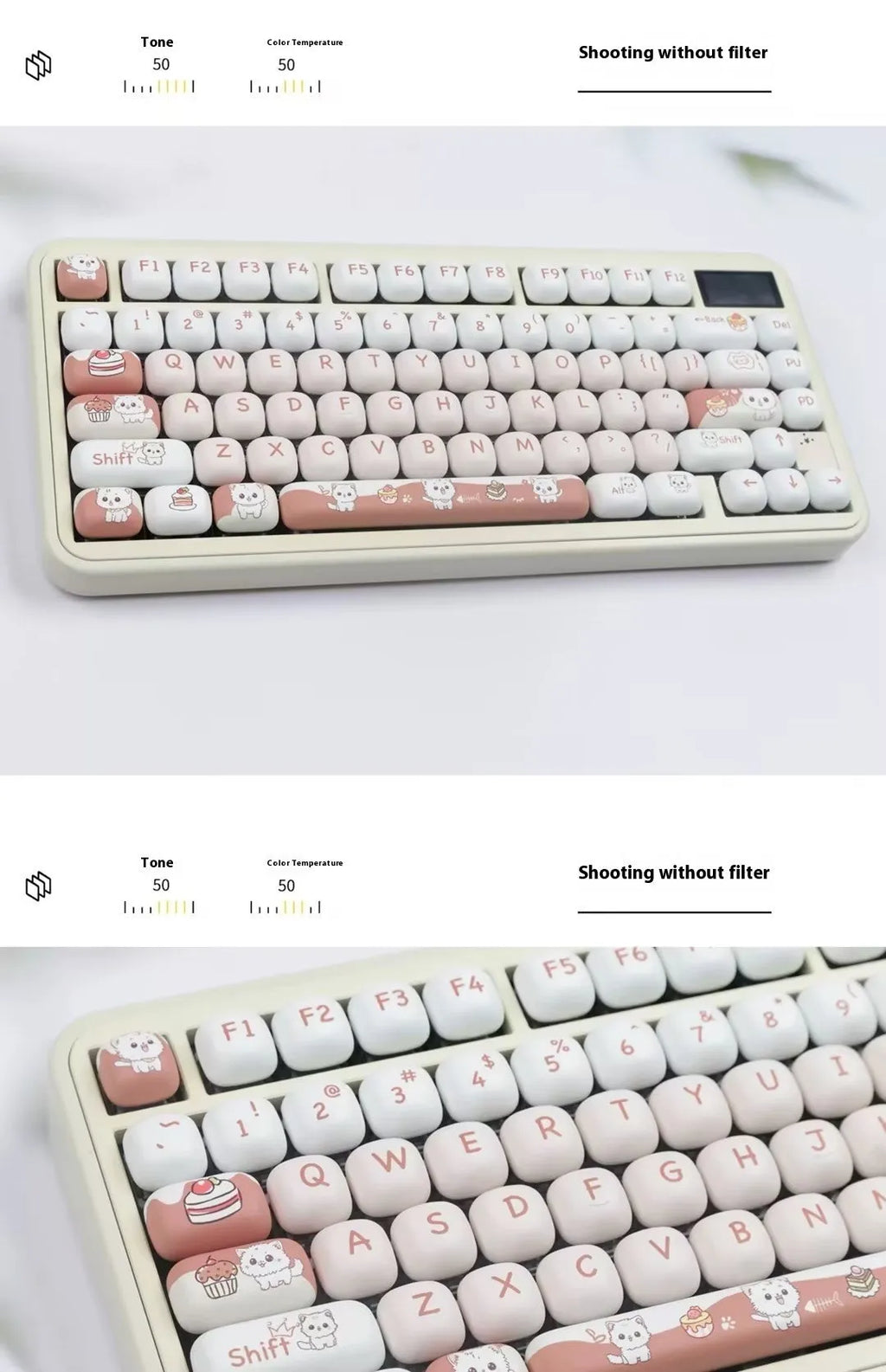 Dessert cat MOG round mechanical keyboard keycaps with colourful cartoon design and sublimation printing