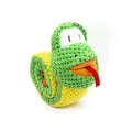 Squeaky dog puzzle snuffle toy that transforms into snail or stick shape for foraging games.