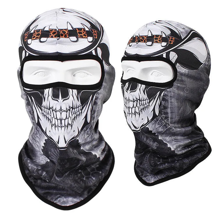 Motorcycle breathable skull sun mask with Bakool silk fabric in 36*29 cm size