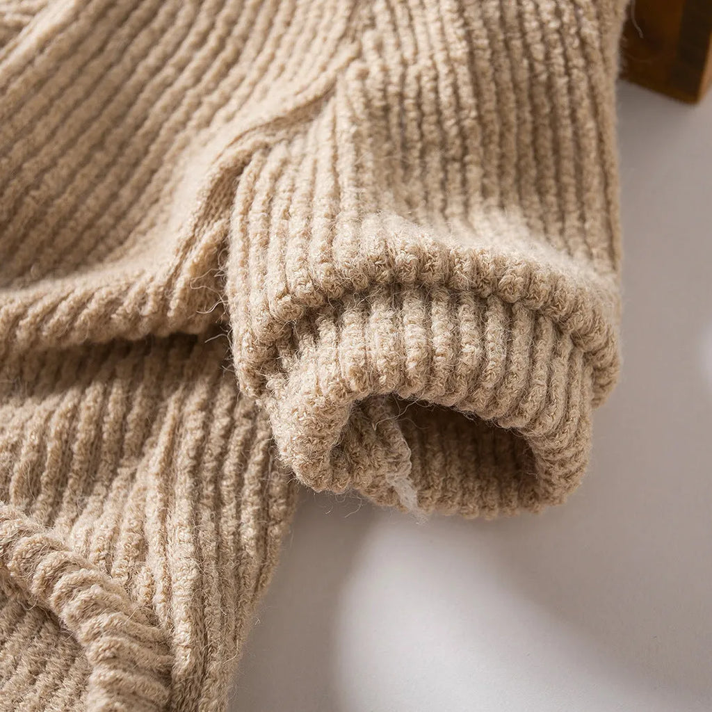 Brown knitted dog sweater pullover for small breed dogs on mannequin