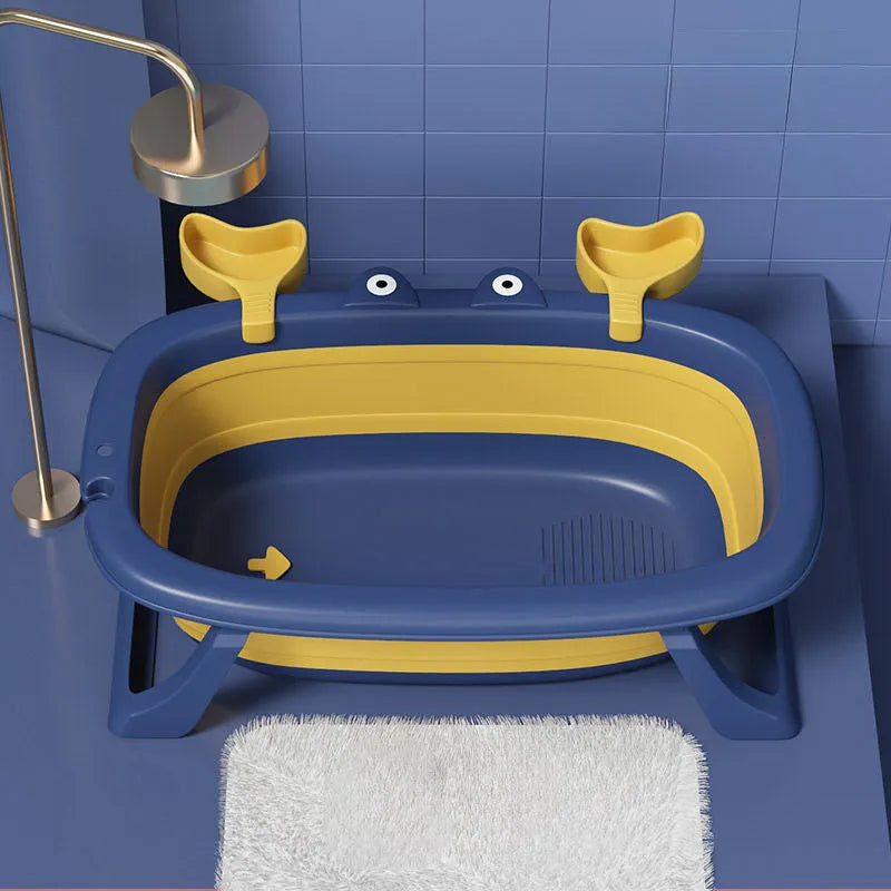 A blue foldable PVC pet bath tub for small dogs and cats.