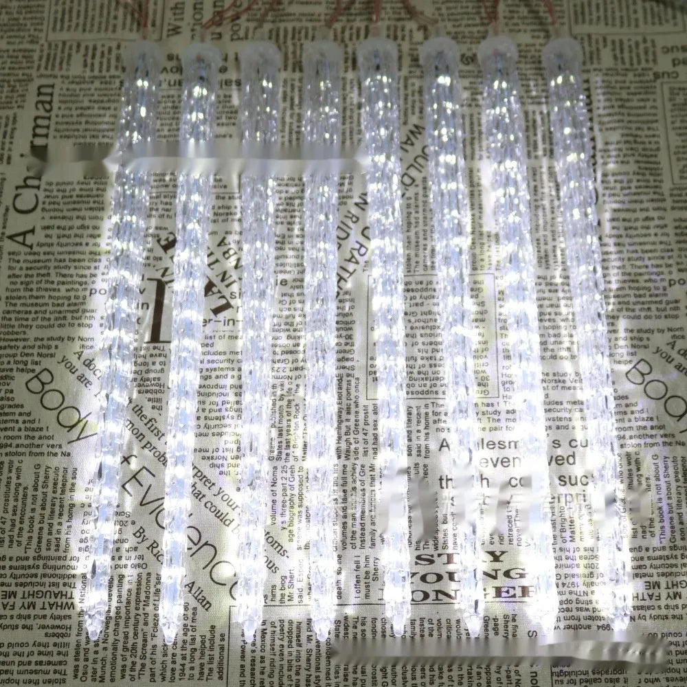 30cm ice cone shaped meteor shower LED Christmas lamp with solar panel and remote control