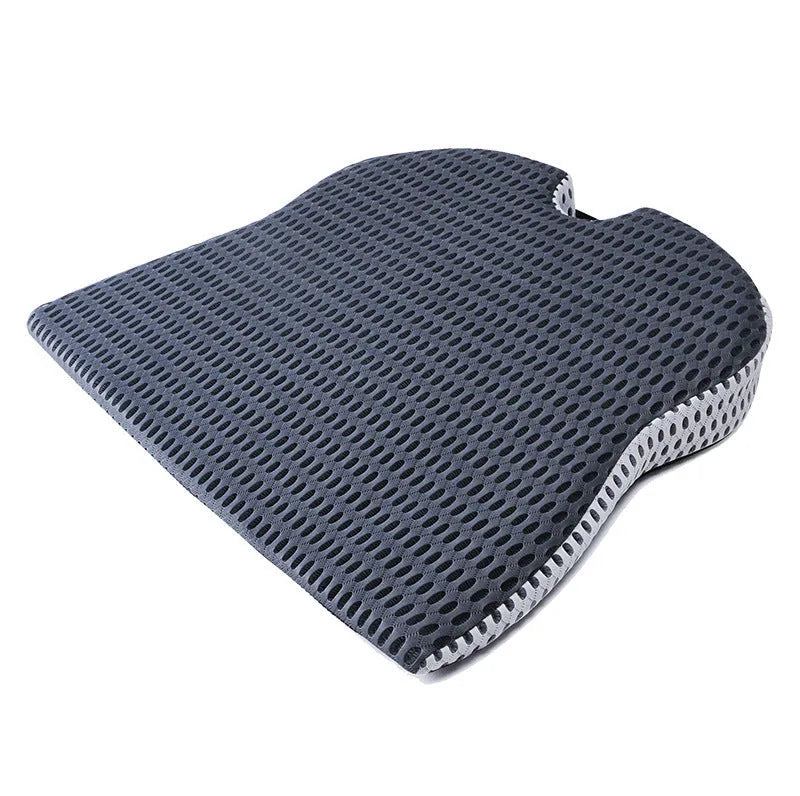 Regular size memory foam seat cushion with a black strap, shown in a creamy white solid colour.