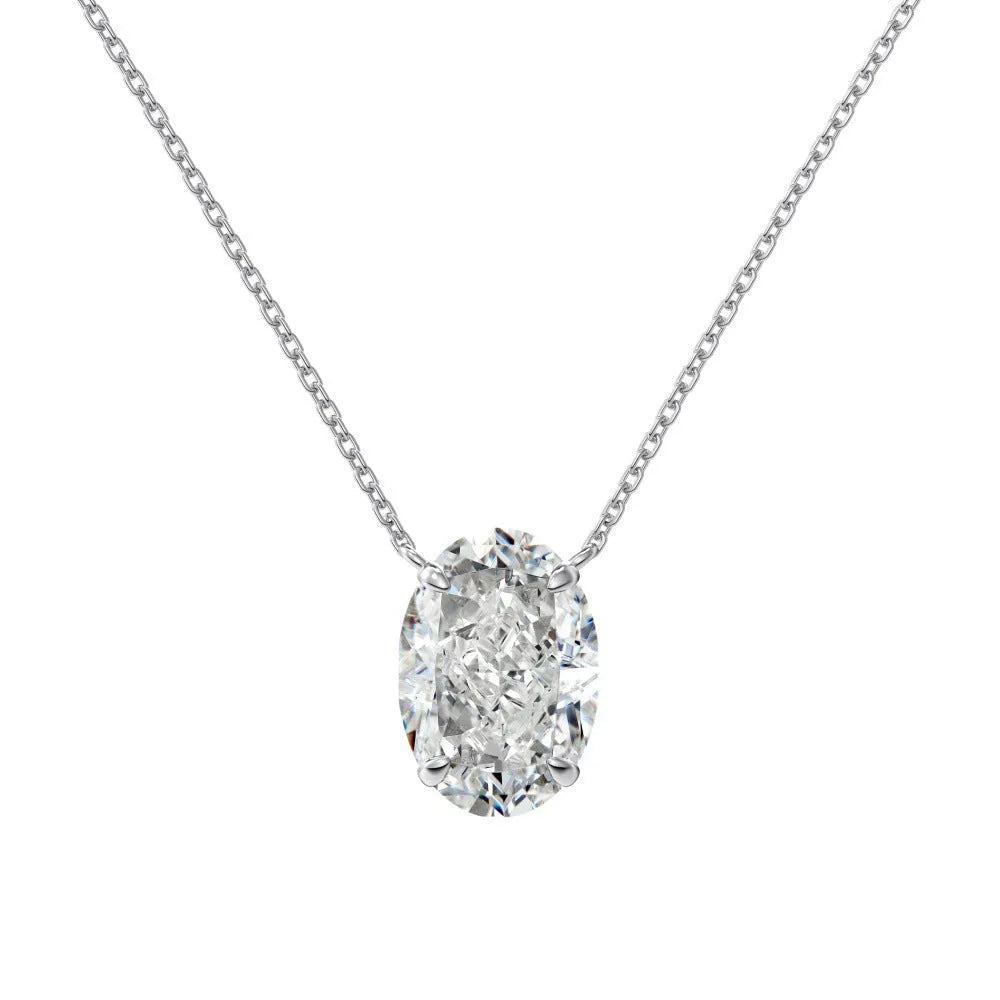 S925 sterling silver oval ice flower necklace in gold or platinum electroplated finish