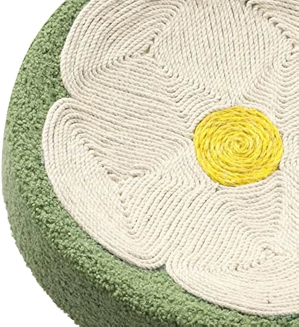 Green round sisal cat scratcher bowl lounge bed with deep bowl design for scratching and sleeping