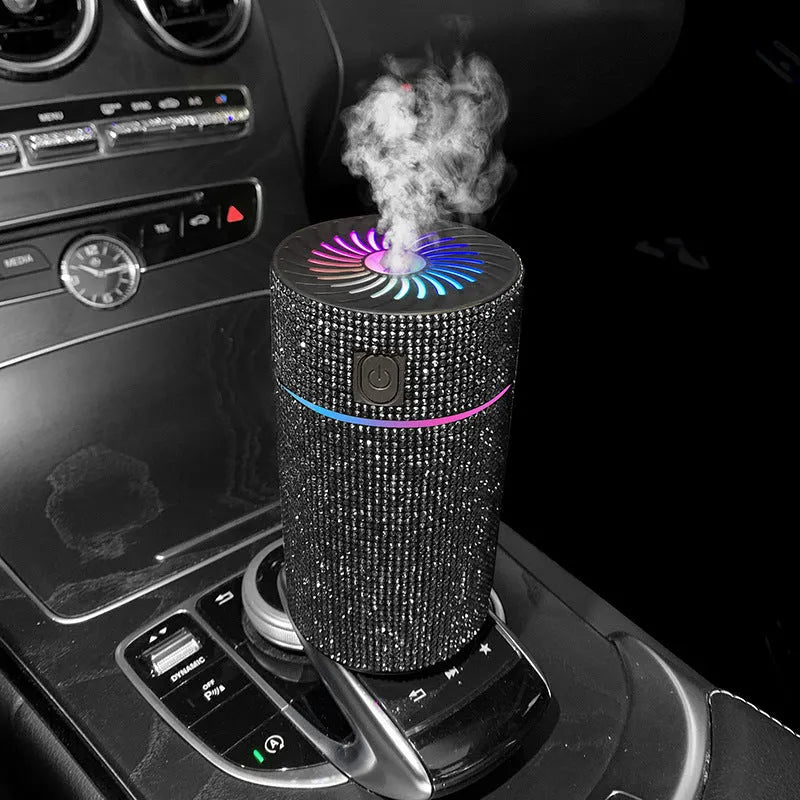 Car mounted air purification humidifier in seven colour options with USB power cable