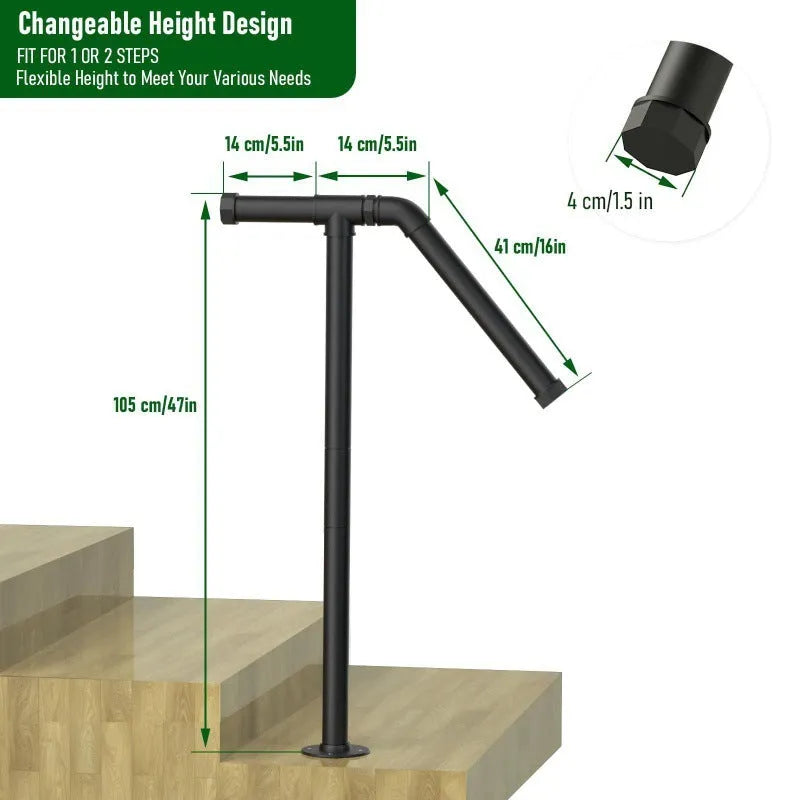 Black metal ladder support with minimalist American household design.