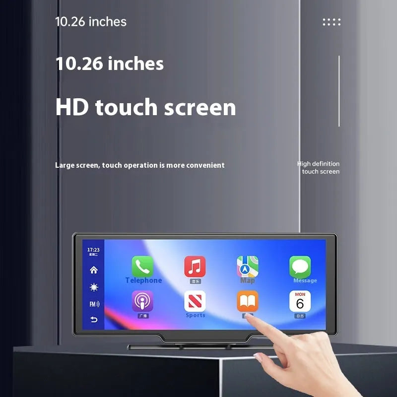 10-inch car smart screen with touchscreen display showing CarPlay interface and rear camera view