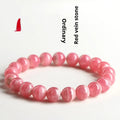 Geometric crystal bracelet with longevity lock in natural red rhodochrosite stone colours