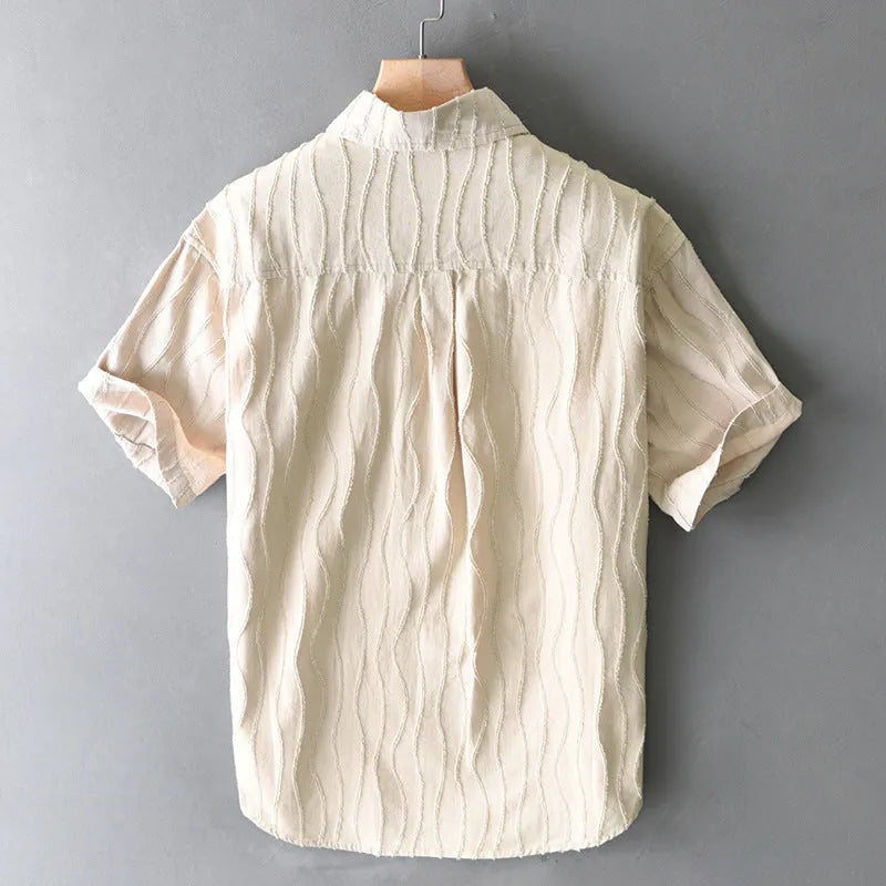 Men's loose fit pure cotton short sleeve casual shirt in apricot colour