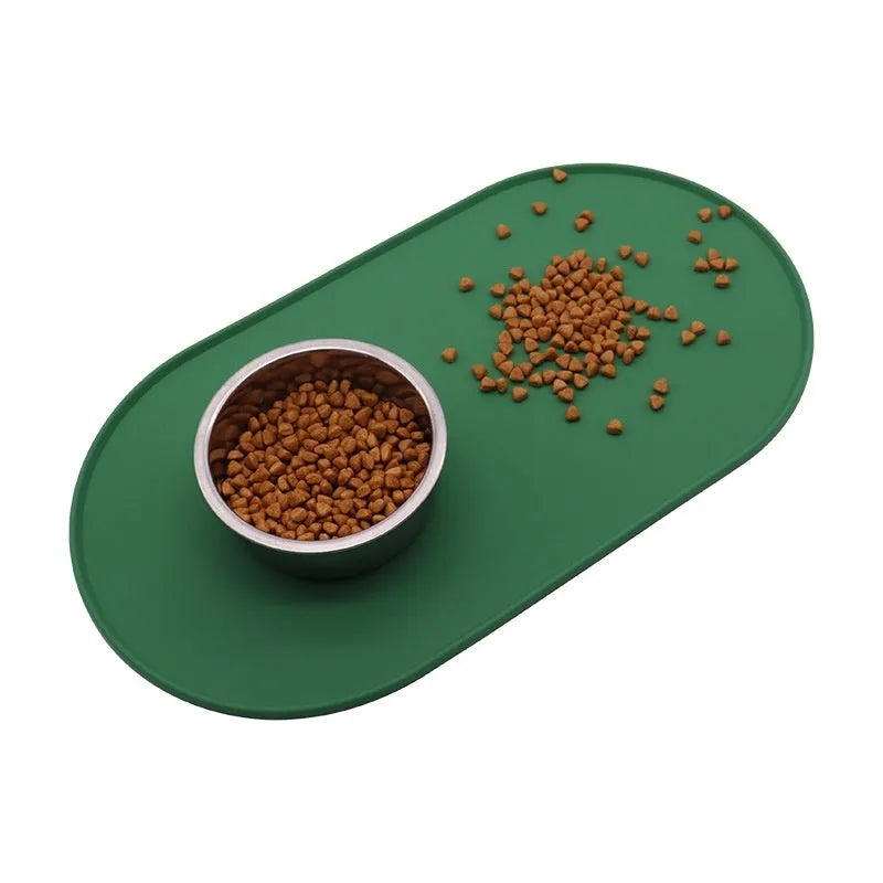 Silicone waterproof cat meal cleaning placemat in beige colour on wooden floor