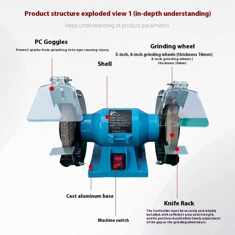 5-inch desktop metal grinding machine for sharpening knives with US plug