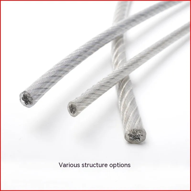 Coiled 304 stainless steel multi-strand security wire rope for anti-theft use.