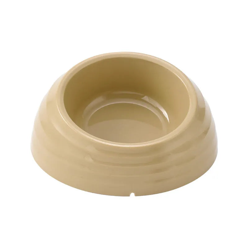Stainless steel cat bowl with plastic base in beige, brown or light green colour