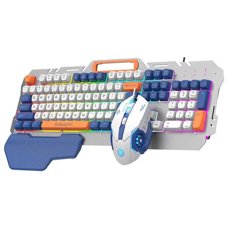 Blue and grey wired gaming keyboard and mouse combo with 1.5 metre cable