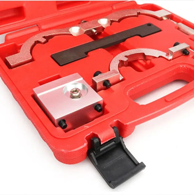Opel 1.4 LUJ engine timing tool kit with seven chrome-vanadium steel tools and red handles
