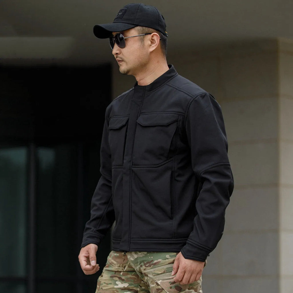 Bone Frog black soft shell tactical jacket for outdoor mountaineering and camping activities