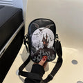 Halloween graffiti print mini crossbody bag with pumpkin ghost bat design in PU material