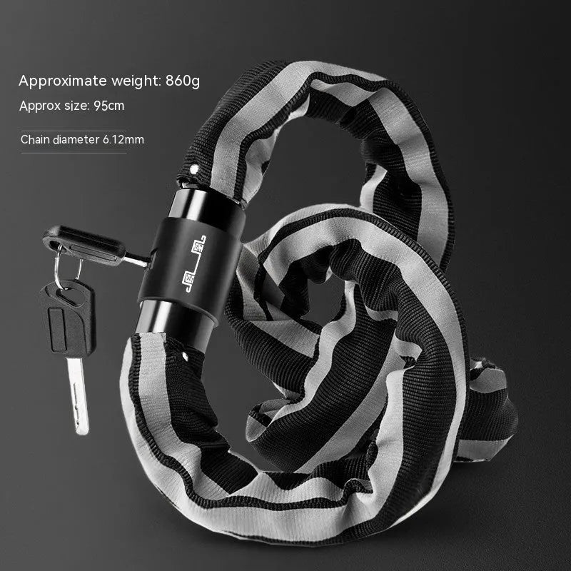 95cm zinc alloy mountain bike chain lock with anti-hydraulic shear design in black colour