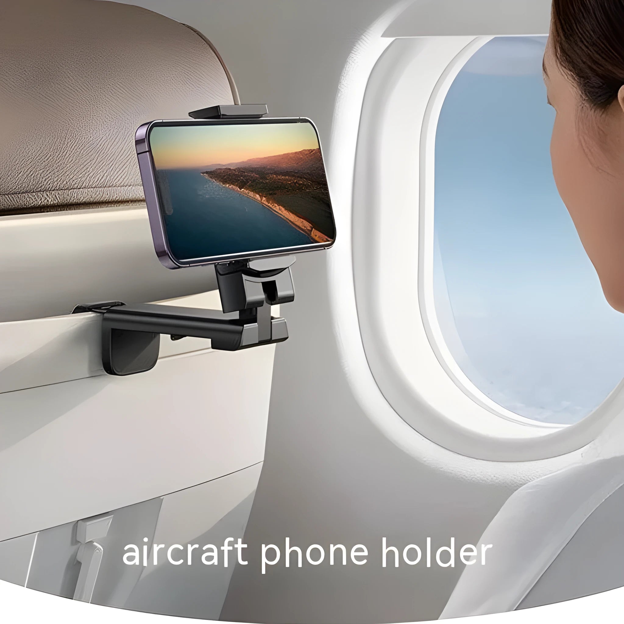 Foldable rotating universal phone holder in black, gray, or green colours on a flat surface