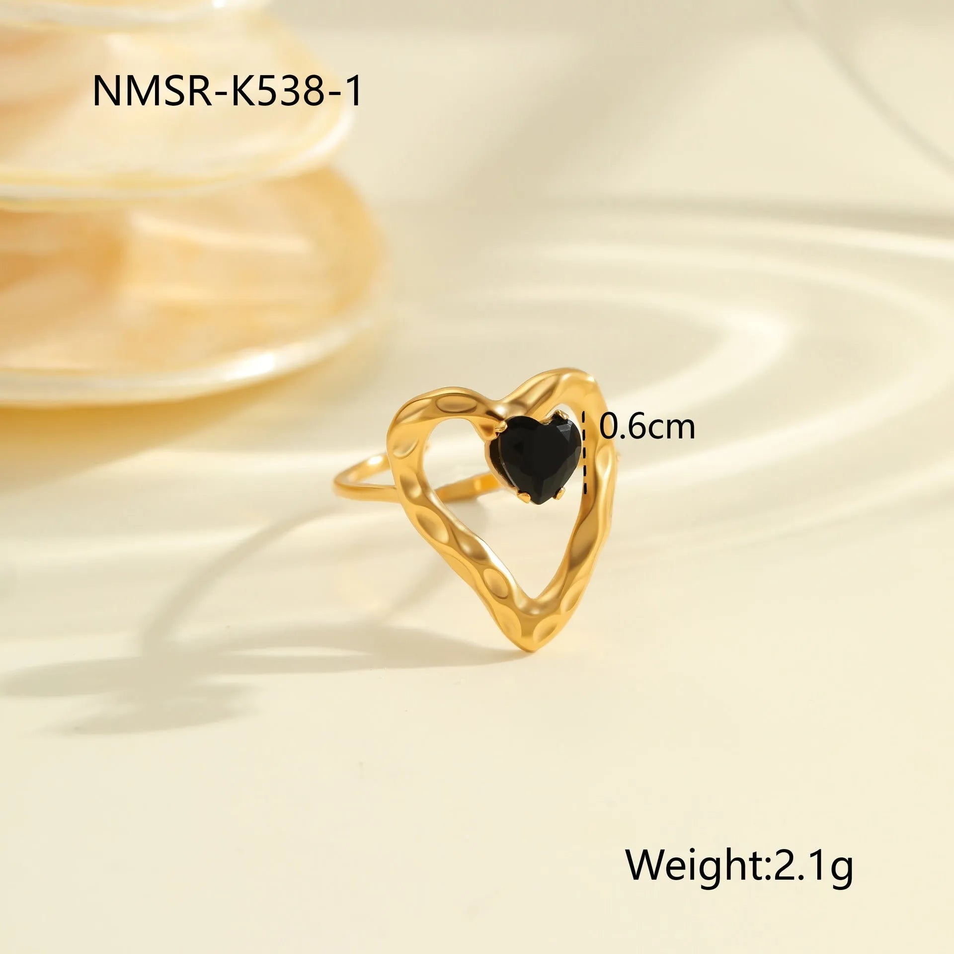 Geometric open mouth women's ring with zircon inlay made from silver-toned electroplated stainless steel.