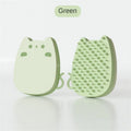 Sponge silicone pet comb with dual-density bristles in blue, brown or green colours for cat and dog grooming