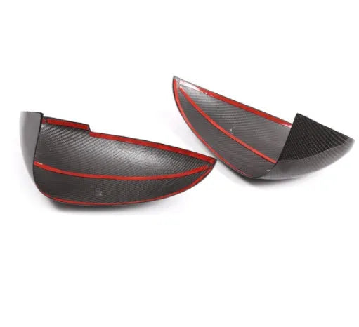 True carbon fibre rearview mirror covers for Porsche Macan with gloss black finish