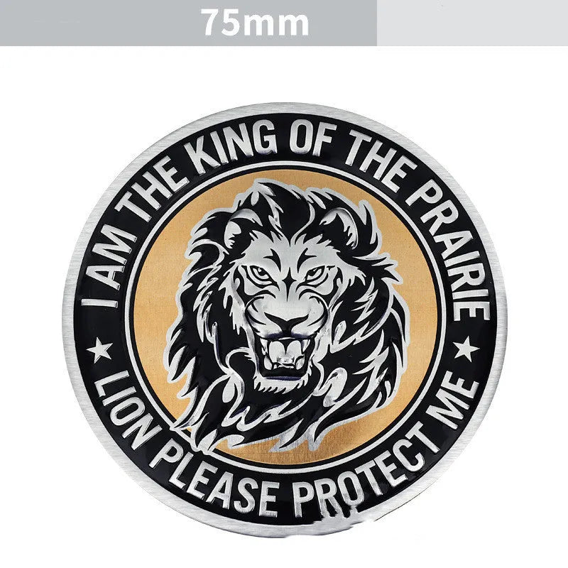 Aluminium metal sticker for car body featuring lion, eagle, and tiger design options.