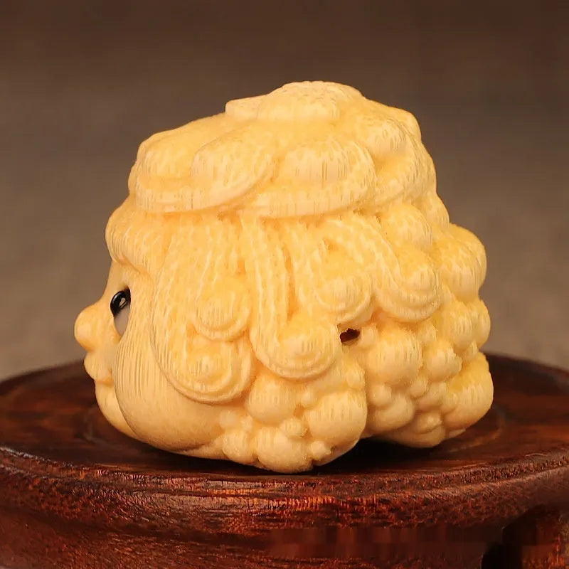 Solid bamboo golden toad princess ornament measuring 5 inches for household decoration