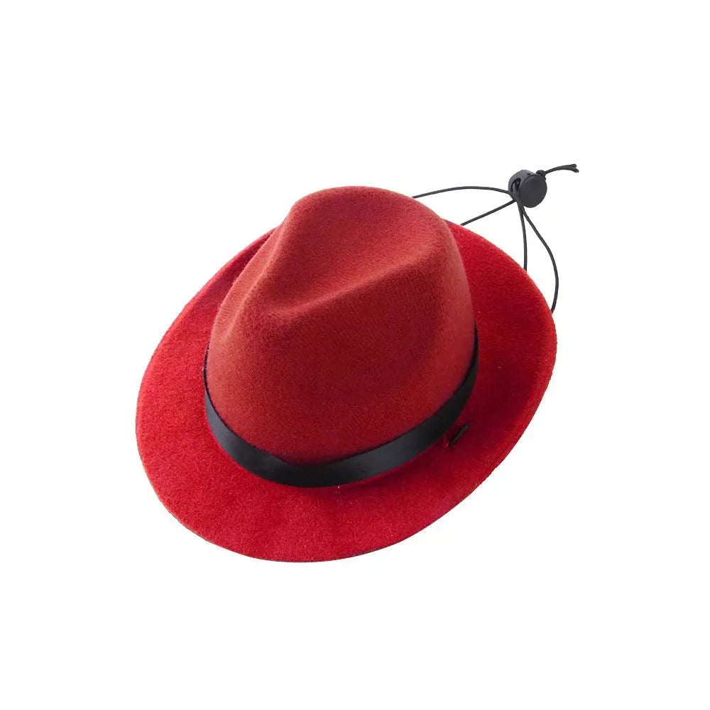 Small wool felt pet hat in pink colour with hairpin for cats and dogs
