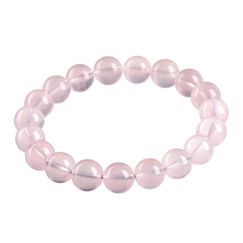 Natural starlight crystal round beads bracelet in pink with polished finish