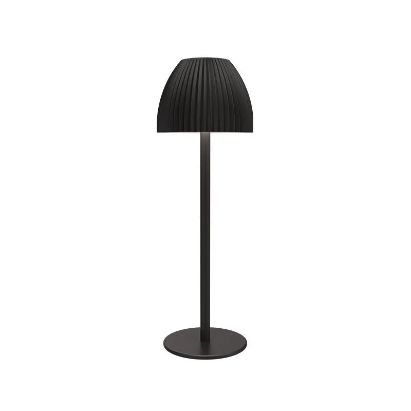 Modern dimmable USB rechargeable desk lamp with thin round base in black or white colour