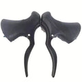 Pair of aluminium alloy road bicycle brake handles in black, showing clamp for handlebar.