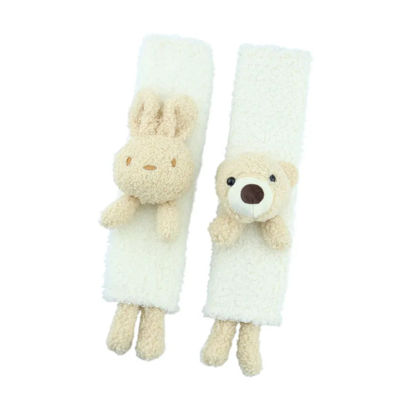 Cartoon plush car safety belt shoulder protector in Rabbit and Bear designs