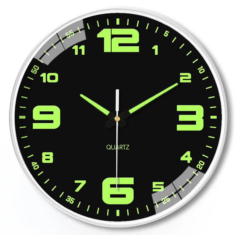 8 inch luminous wall clock with modern plastic shell showing numerals and hands