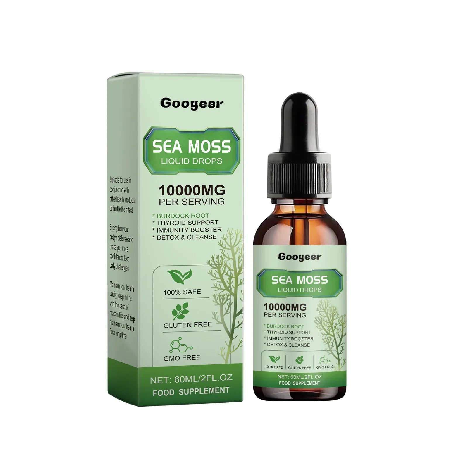 Googeer Sea Moss Liquid Drops 60ml body treatment gel bottle