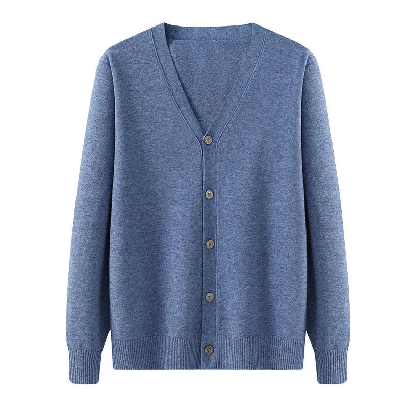 Men's V-neck knitted cardigan coat in Andy velvet fabric with long sleeves