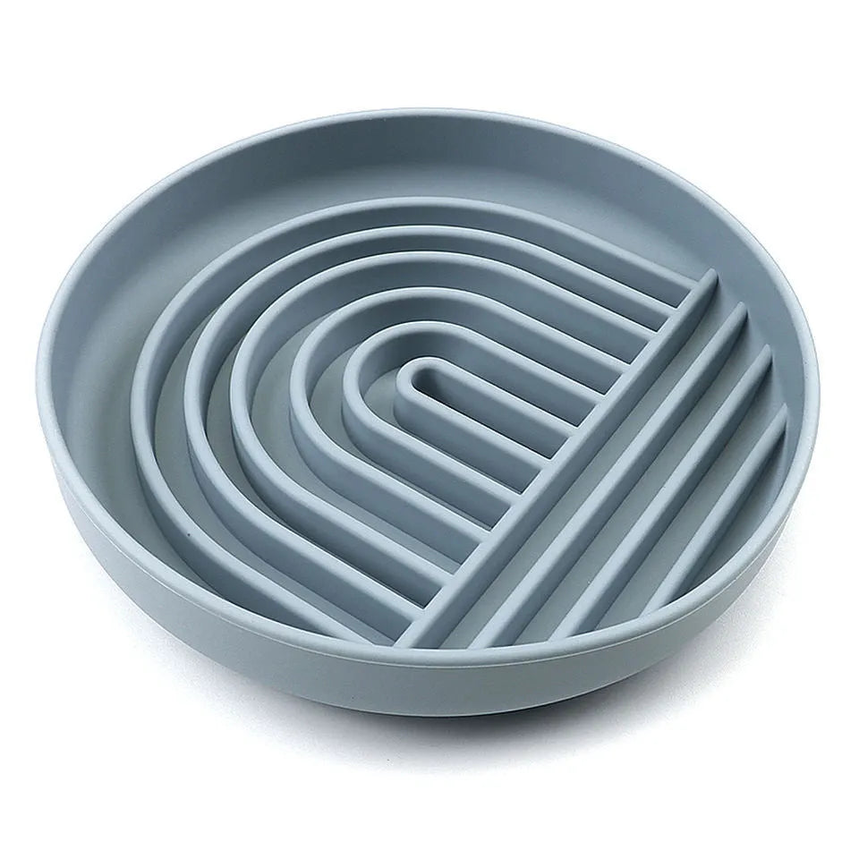 Slowdown Bowl silicone slow feeder dog bowl with ridge design in beige colour