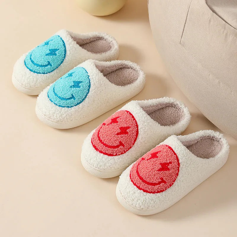 Plush cartoon love style slippers with round toe design and PVC sole