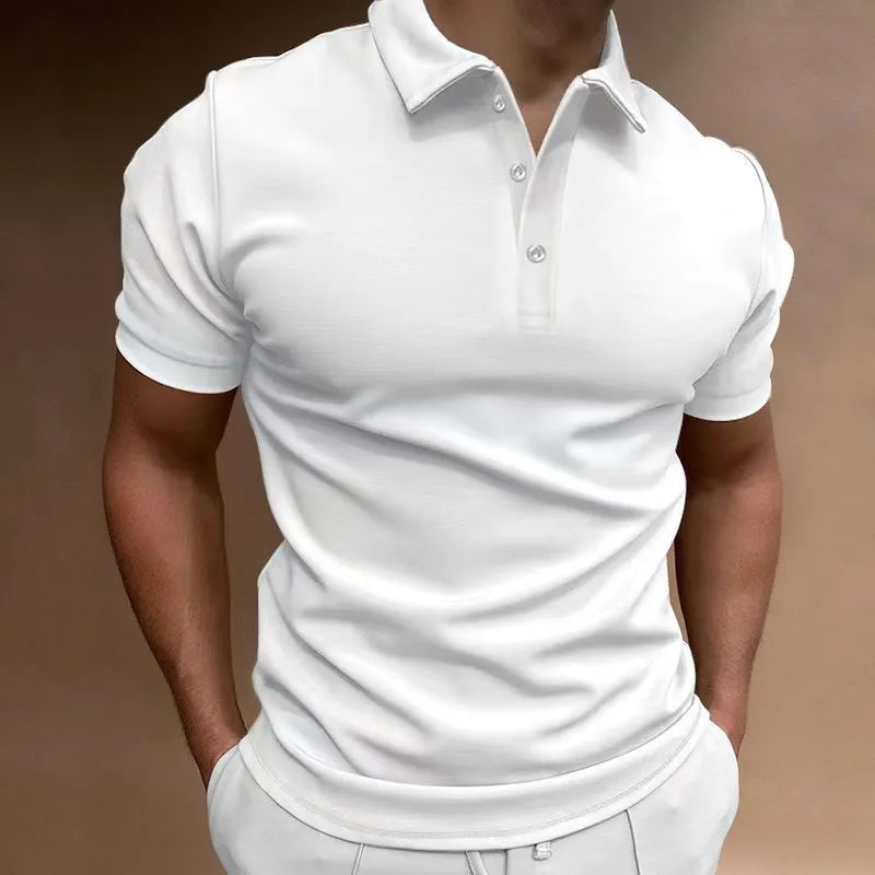 Men's loose fit cotton blend t-shirt with button front detail in multiple colour options