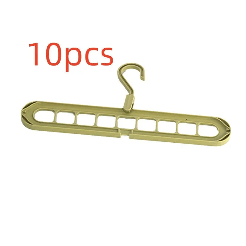 A plastic nine-hole seamless folding hanger for trousers, shown in one of five available colours.