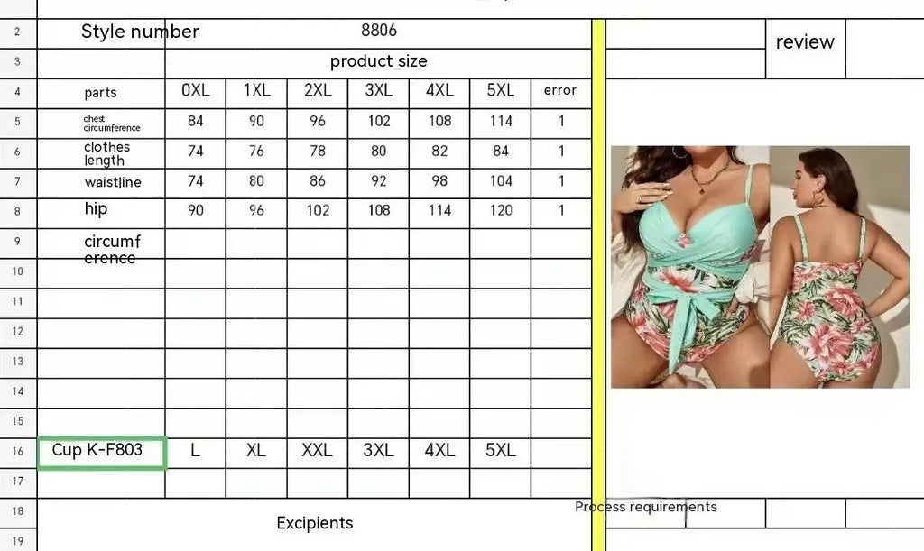Plus size women's one-piece swimsuit with lace-up front and printed pattern