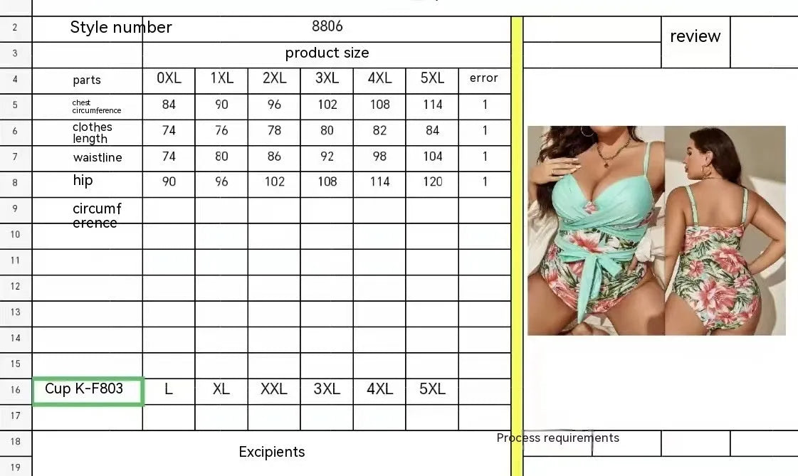 Plus size women's one-piece swimsuit with lace-up front and printed pattern